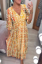 Încarcă imaginea în vizualizatorul Galerie, 【S-5XL】Rochie boemă de primăvară și vară, cu mâneci mijlocii, cu decolteu în V, cu talie
